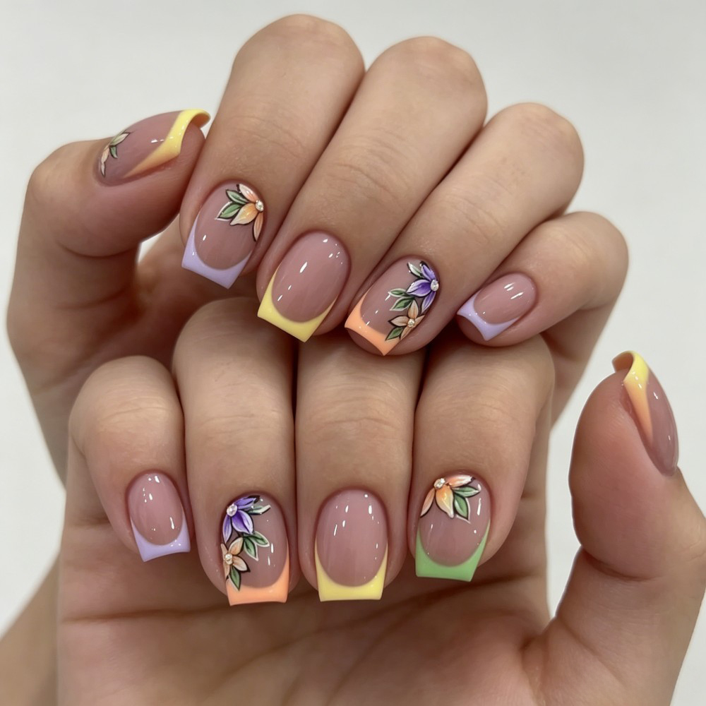 Press On Nail Set - 24 Uñas Postizas Rosadas con Diseño