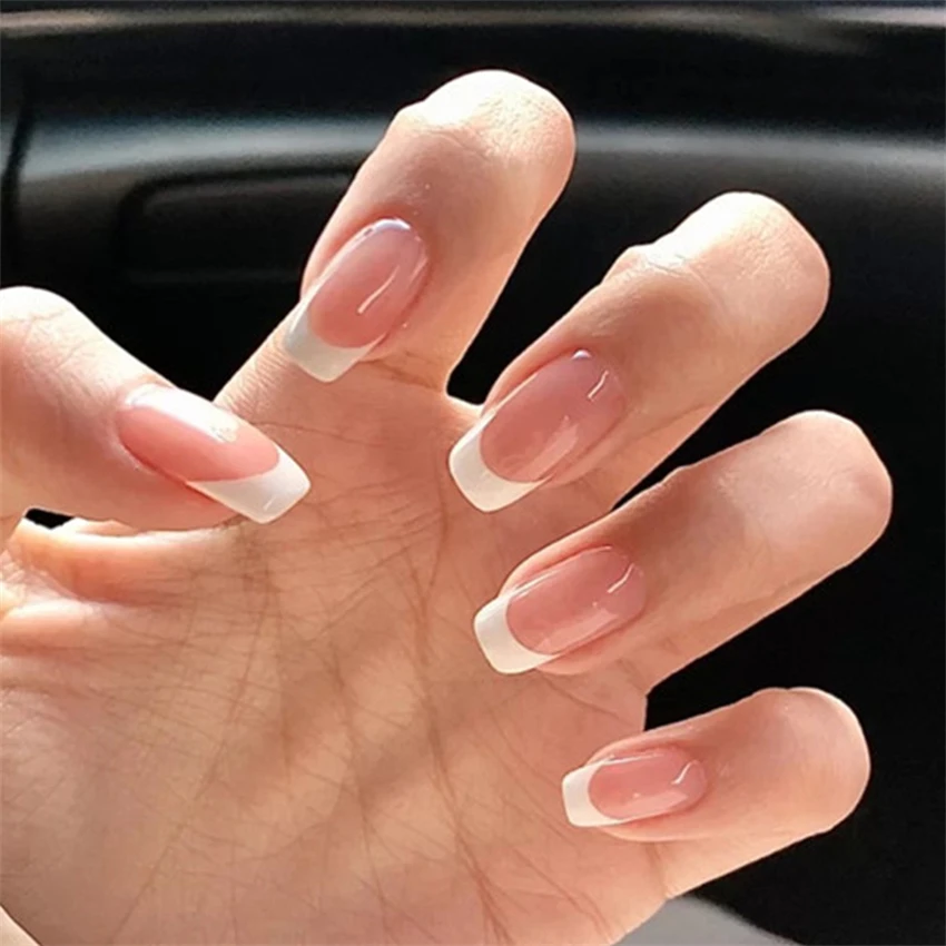 Press On Nail Set - 24 unids/set de uñas cortas minimalistas