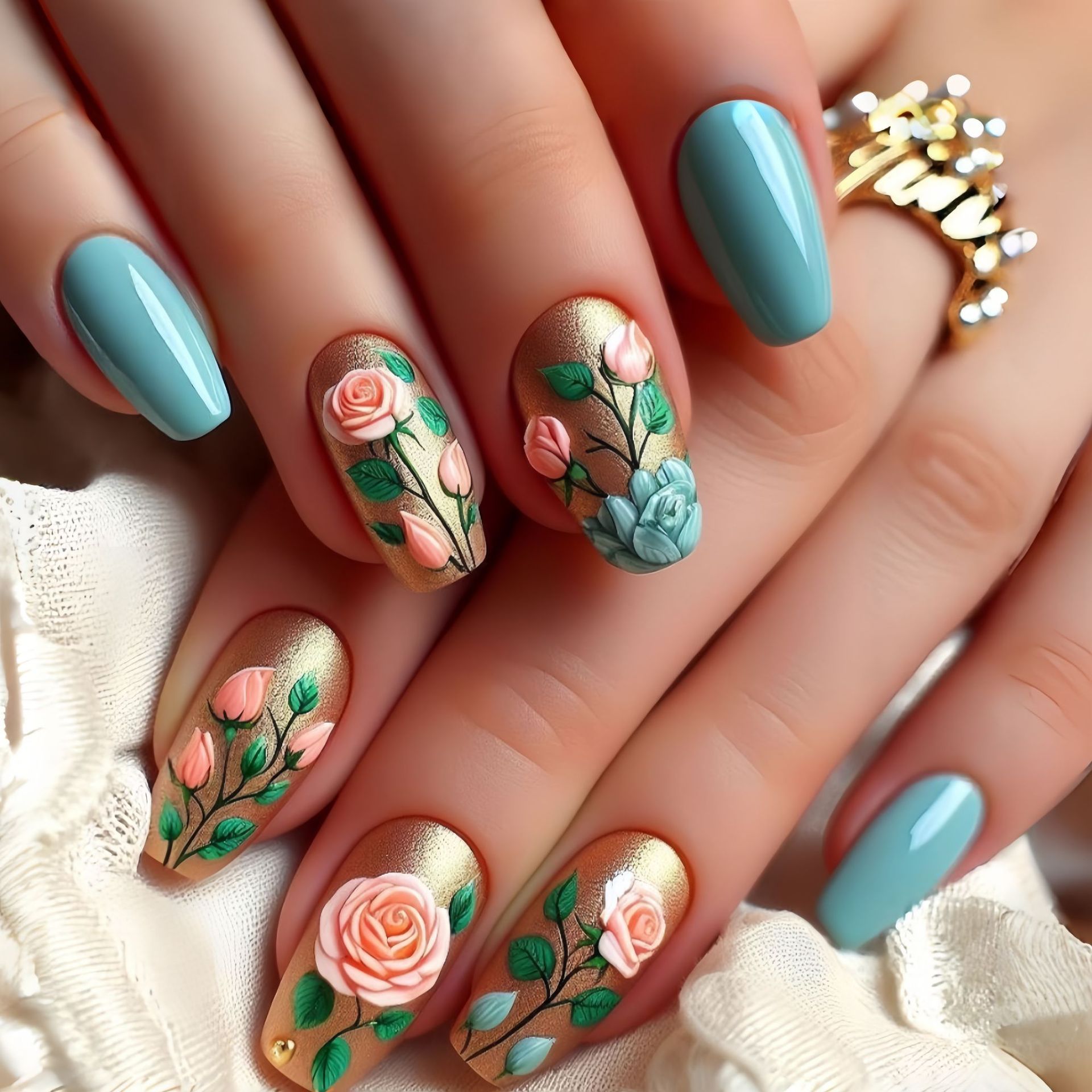 Press On Nail Set - Uñas postizas medianas para mujeres y