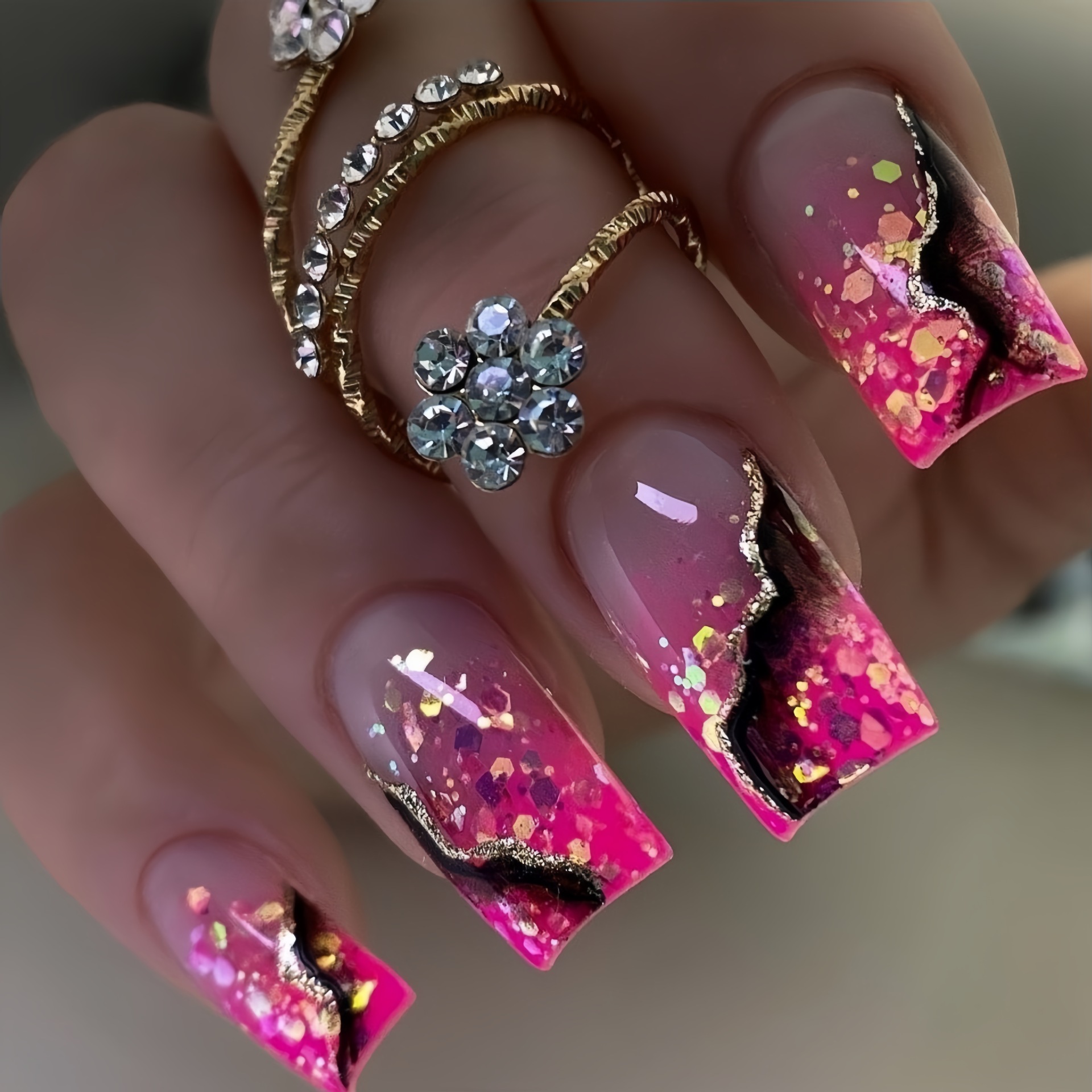 Press On Nail Set - Uñas postizas medianas para mujeres y