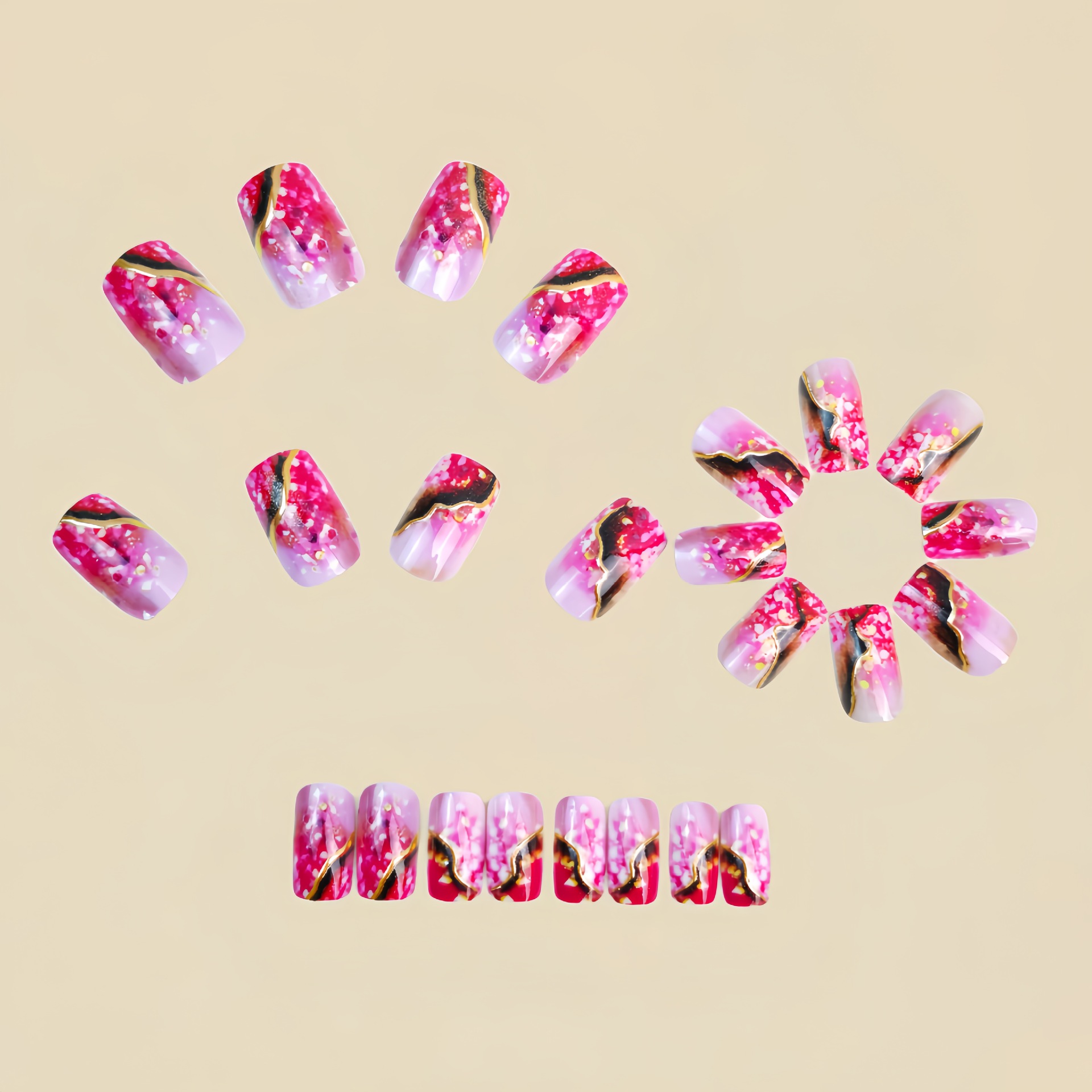 Uñas postizas medianas para mu - Press On Nail Set reseña y precio